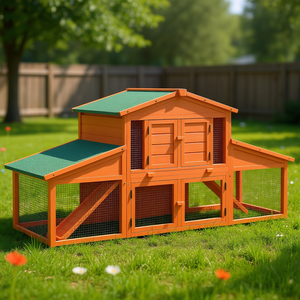 Cage à lapins en bois orange 88,5 pouces, résistante aux intempéries, avec double rampe, pour lapins, cochons d'Inde et petits animaux d'extérieur - Product Image 2