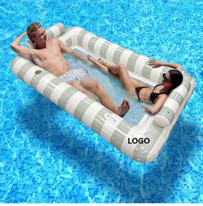 XLAN 87 " x 53 " Grand matelas flottant gonflable pour 2 personnes, <span class=keywords><strong>avec</strong></span> fond en filet rafraîchissant, robuste, pour <span class=keywords><strong>piscine</strong></span> - Product Image 1