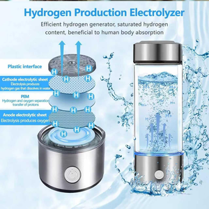 Bouteille d'eau filtrée Level Up, bouteille d'eau alcaline hydrogénée, ioniseur d'eau hydrogénée, générateur d'eau hydrogénée avec bouteille en verre - Product Image 3