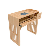 Table de manucure portable trois places en bois massif bon marché avec aspirateur table à ongles à lumière LED