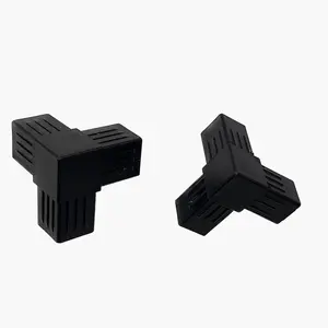 Suministro de fábrica Abs Pc Pom Peek Pe Pp conector cuadrado negro de plástico para tubo cuadrado 20*20 25*25 30*30 tubo de acero cuadrado