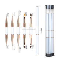 Logo personnalisé 5 pièces/ensemble à double extrémité outils d'art des ongles pinceaux de doublure professionnels dessin à rayures UV Gel peinture stylo de manucure