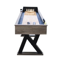 Table de shuffleboard multifonction 2 en 1 avec LED, table de jeu combinée de shuffleboard et de bowling en bois pour l'intérieur, équipement de divertissement sportif