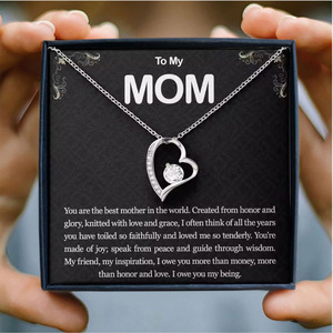 Juego de regalo exclusivo para el Día DE LA MADRE POD, collar minimalista de lujo de acero inoxidable 316L CZ, caja de terciopelo, corazón hueco, regalo novedoso - Product Image 2