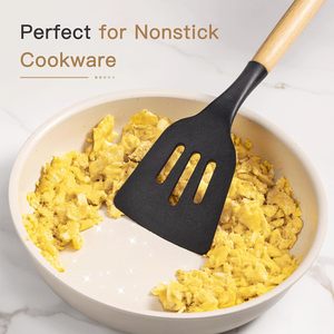 En gros, Ensemble d'ustensiles de cuisine en silicone avec manche en bois et support - Product Image 5