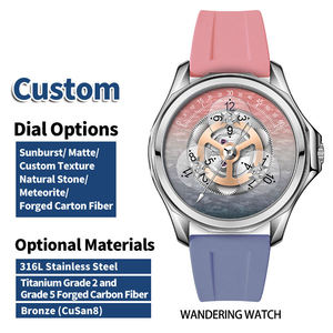 Fabricant de montres semi-personnalisées, montre mécanique automatique à heures sauteuses, options de cadran en émail + impression numérique, bracelet en caoutchouc - Product Image 1