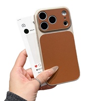 Coque mate en cuir synthétique orange à motif, style iPhone 17, pour iPhone 17 Pro Max, iPhone 16 Pro Max, iPhone 15