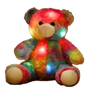 도매 사랑스러운 LED 빛 봉 제 탄성 부드러운 봉 제 사용자 지정 곰 인형 다채로운 테디 베어 봉 제 장난감 곰 아이 선물 장난감