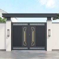 Nouvelle Porte de Villa Moderne Simple et Durable en Alliage d'Aluminium, Porte de Jardin Sculptée, Porte de Garage Double Face, Porte à Battant Manuelle pour Cour