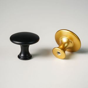 Aluminum Alloy Cabinet <b>Knob</b> Round <b>Black</b> Gold White Minimalist Drawer Handle Durable Surface Decoration YB606 - Product Image 3