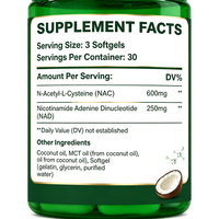 Fabricant OEM/ODM NAC 600mg NAD+ Qualité Alimentaire 90 Gélules Souples pour Femmes et Hommes – Supplément de N-Acétylcystéine pour Soutien Antioxydant – Marque Privée
