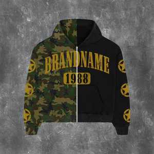 Sweat-shirts unisexes personnalisés en molleton technique lourd avec appliqué vintage, effet délavé, imprimé strass, pour l'automne - Product Image 1