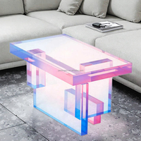 Haut de gamme luxe Transparent arc-en-ciel couleur acrylique Table d'appoint Design moderne décoration salon meubles acrylique Table d'angle