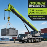 Grue de camion d'occasion de 80 tonnes avec moteur de 247 kW et écran de 10 pouces, prête à être expédiée