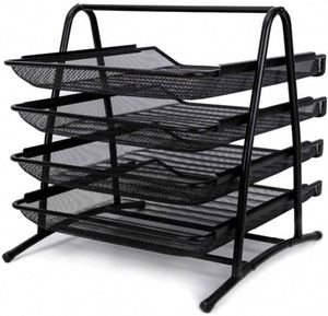High Quality 4 Tier Home Office Desk <b>Organizer</b> A4 Paper Document <b>File</b> Tray BookShelf Portable Metal Wire Mesh Storage Holder - Product Image 2