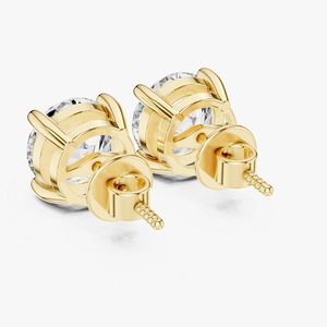 Boucles d'oreilles clous en diamant taille ovale en or jaune, bijoux de mariage classiques pour femme - Product Image 3