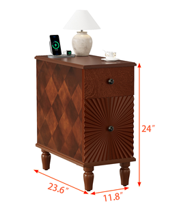 2 <b>Drawer</b> Adjustable Modern Narrow Slim Nightstand with Wood Top for Living Room Bedroom - Product Image 4