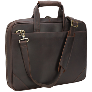 TIDING Vintage Men Cow Buffalo Leather <span class=keywords><strong>15</strong></span> Inch Laptop Briefcase Slim Genuine Leather Laptop Bag for Man - Product Image 2