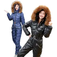 AQTQ-Combinaison d'hiver avec col en fourrure amovible pour femme, vêtements de ski, manteau de neige, combinaisons de sports de plein air, saison blanche