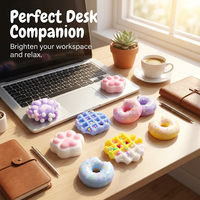 Jouet Squishy en forme de beignet et patte de chat, en caoutchouc souple, texture type slime, pour le jeu d'imitation alimentaire et le soulagement du stress, au design attrayant