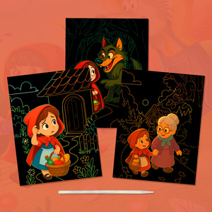 Set de pintura para rascar de Caperucita Roja para niños, arte creativo DIY para jardín de infantes, graffiti colorido transfronterizo - Product Image 4