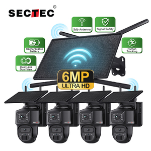 Caméra Solaire IP PTZ 4G 3K à Double Objectif, Double Vue, Détection Humaine, CCTV, Kit WiFi Solaire, Routeur Solaire <span class=keywords><strong>4</strong></span> Canaux - Product Image 1