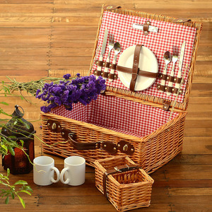 Vintage Straw Picnic Basket With Utensils Portable Cooler Bag For Outdoor Use - Product Image 3