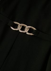 Simple moda Oficina estilo azul marino <span class=keywords><strong>Culotte</strong></span> suelta pierna ancha una pieza Casual señoras mujeres mono - Product Image 2