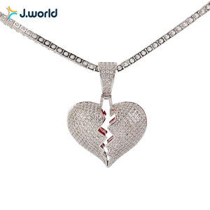 Hip Hop Bijoux En Forme De Coeur Gravé Logo Personnalisé Pendentif - Product Image 1