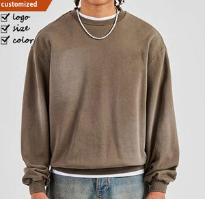 Sudadera de Hombre Personalizada de Fabricante, Estilo Vintage, Lavado Ácido, Gruesa, 100% Algodón, Lisa, para Serigrafía, con Logotipo Bordado - Product Image 1