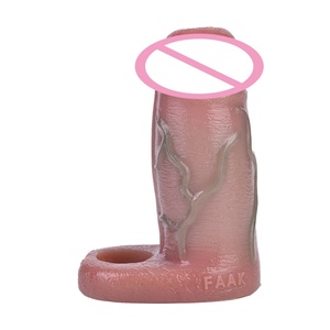 FAAK Silicone Sheath Penis Sleeve Cock Attachment Hollow <b>Dildo</b> for Couples Sex Pleasure Penis Sleeve Realistic Sex Toys for Men - Product Image 4