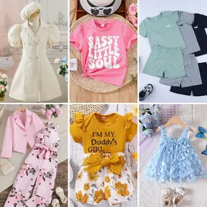 summer children's clothing new style girls' children's dresses lace collar flying sleeves floral princess dress Mixed random