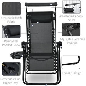 Silla Reclinable de <span class=keywords><strong>Gravedad</strong></span> Cero de Diseño Moderno y Lujoso, Ajustable, para Broncearse, con Toldo, Plegable, para Playa y Descanso - Product Image 6