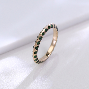 Joyería fina Bisel Ajuste Lab Grown Colombian Emerald Eternity Band <span class=keywords><strong>Anillos</strong></span> Precio 14K Anillo <span class=keywords><strong>de</strong></span> oro amarillo Unisex - Product Image 3