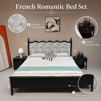 Ensemble de meubles de chambre à coucher King Size 1,8 m en bois massif, style français, rembourré, écologique et durable, par un fournisseur de confiance