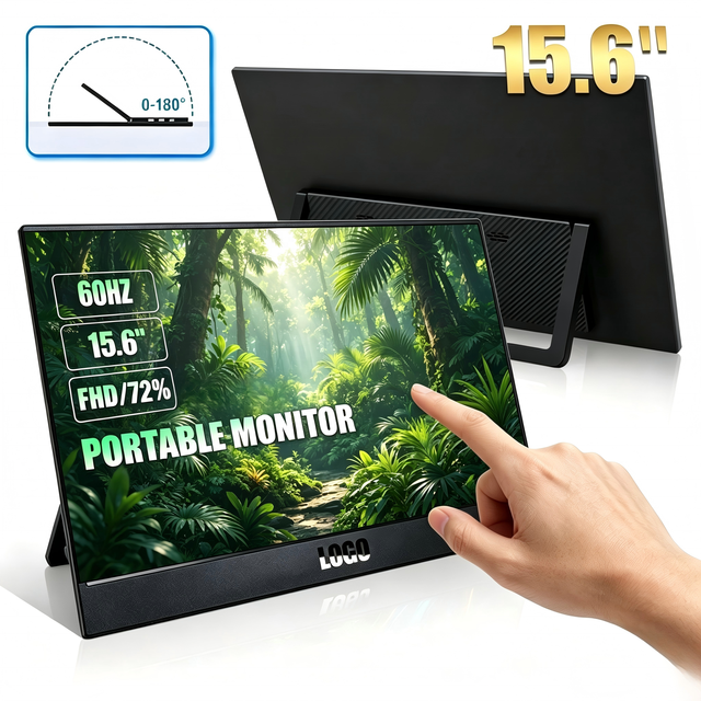 OEM 15.6 Inch Portable IPS LCD Full HD LED Gaming Monitor with Built-in Speaker for Laptop PC Type C Interface Factory Wholesale