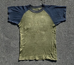 Custom Raglan Sleeve Washed Distressed T-Shirt Chain Embroidery Slim Fit Thick Rib Collar Short Sleeve - Product Image 2