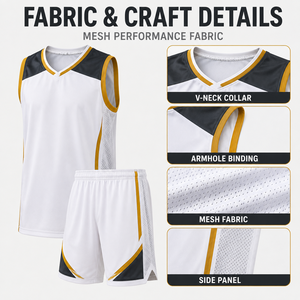 Uniforme de basket-ball personnalisé pour les jeunes, ensemble de maillot sans manches en maille respirante à col en V et short pour les tournois scolaires de basket-ball - Product Image 4