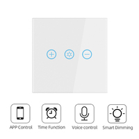 Interruptor inteligente WiFi Tuya con panel táctil de vidrio estándar europeo, temporizador remoto por aplicación para interruptores de pared