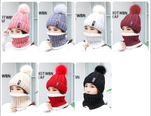 Ensemble bonnet et écharpe tricotés RTS pour l'hiver, style coréen avec gros pompons, bonnet tricoté pour femme - Product Image 2