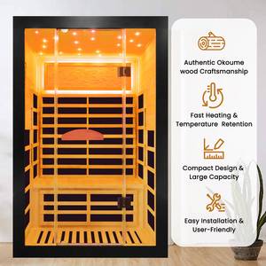 <b>Portable</b> Dry Steam <b>Sauna</b> Auguman Solid Wood 2KW Far Infrared <b>Sauna</b> 25-65 Celsius for Indoor Outdoor <b>Sauna</b> Room - Product Image 2