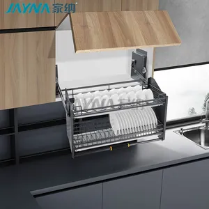 JAYNA kitchen Accessories Cabinet Pull Down Wire Dish Lift Basket Elevator Basket With Soft Closing