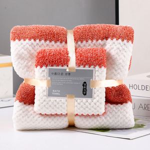 35*75cm 70*140cm Skin-Friendly Multi-Color <b>Striped</b> Coral Fleece Super Soft Ultra-Fine Fiber Eco-Friendly Quick-Dry Bath <b>Towel</b> - Product Image 4