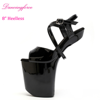 Coussin sexy 20cm chaussures de danse sans talon pour femmes sandales à lanières de cheville croisées modernes à talons hauts