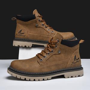 Bottes d'hiver en cuir PU pour hommes, fabriquées à la main, à lacets, pour la randonnée en extérieur en automne, avec propriétés antidérapantes, vente en gros d'usine. - Product Image 3
