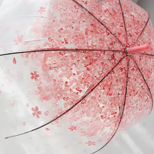 Guarda-sol transparente transparente para meninas, guarda-sol Sakura, flor princesa japonesa, preço baixo, promoção de fábrica