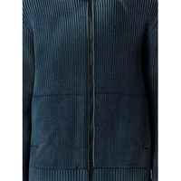 Cardigan zippé en coton tricoté plat 100% haut de gamme, anti-boulochage, style vintage, délavé à l'acide, pour l'automne