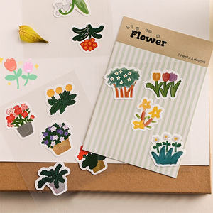 Pegatinas Adhesivas Personalizables con Diseño de Planta de Dibujos Animados en Verde Bosque, Estampado en Lámina, para Manualidades Infantiles, Sellado de Embalaje, Papel Ecológico - Product Image 3