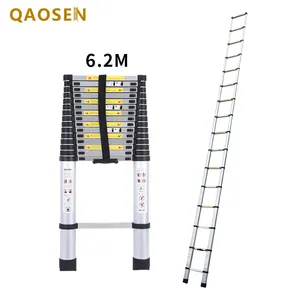 Nieuwe 6.2M Enkele Telescopische Ladder Aluminium Karton Zilver Industriële Outdoor Ningbo Gratis Onderdelen Aluminium Ladder 6 M 16 Stappen