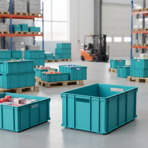 KE 420 Solid <b>Plastic</b> <b>Crate</b> Heavy Duty Stackable Leakproof Foldable Professional Industrial Euro Logistics Food Grade Storage Box - Product Image 3